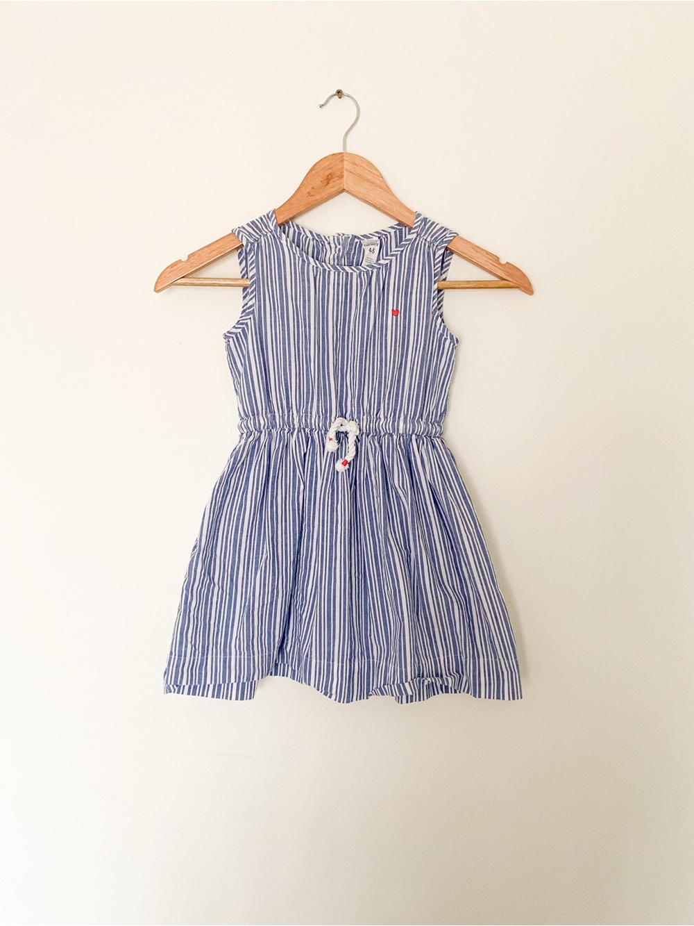 Carter's Blue & White Striped Sleeveless Dress with pockets - 100% cotton